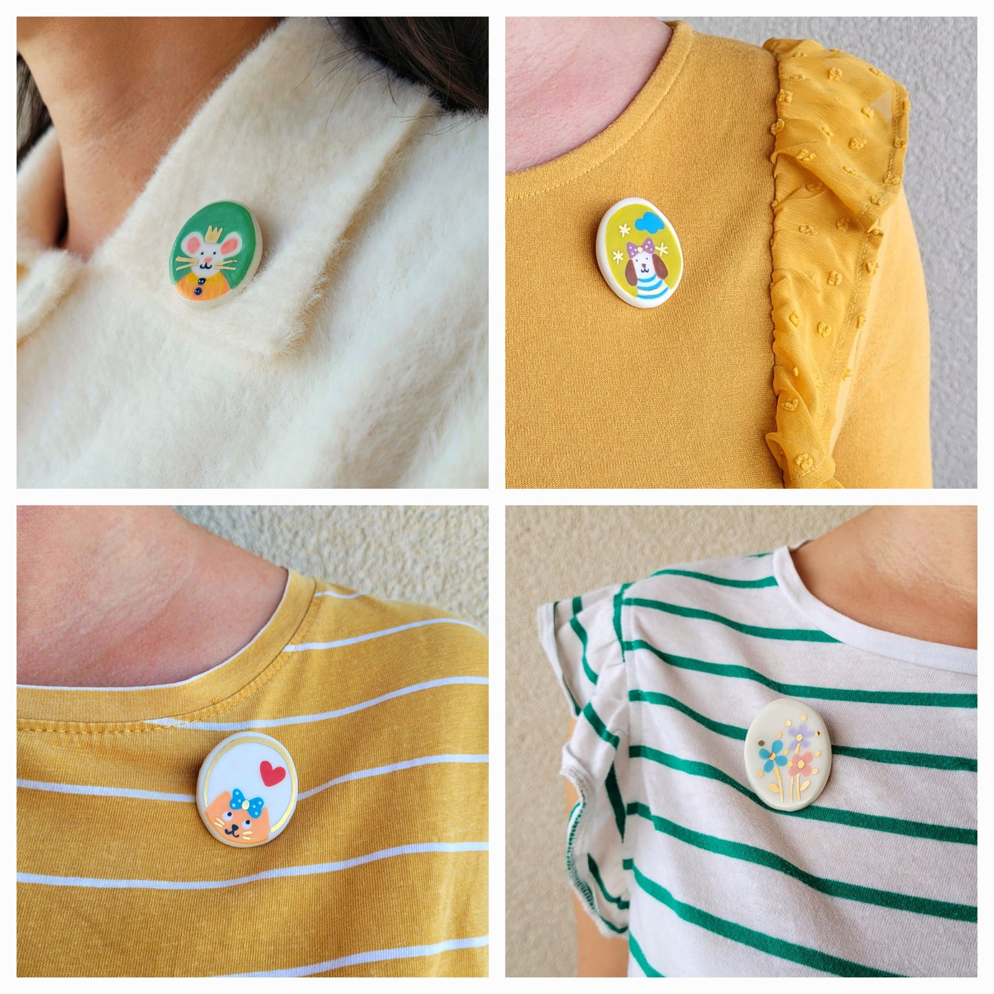 Porcelain brooch with gold "Seagull"