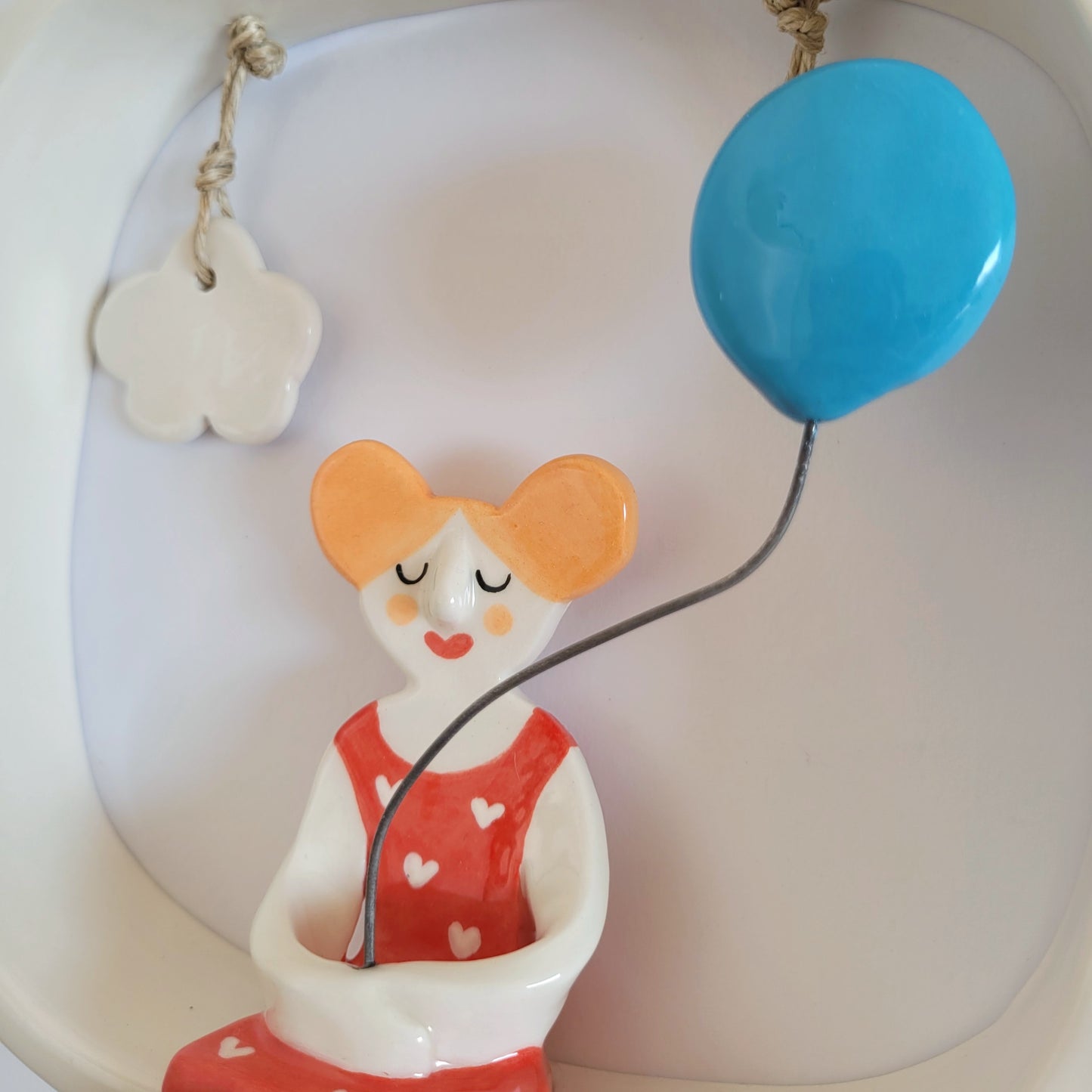 Ceramic wall hanging "Girl with blue balloon"