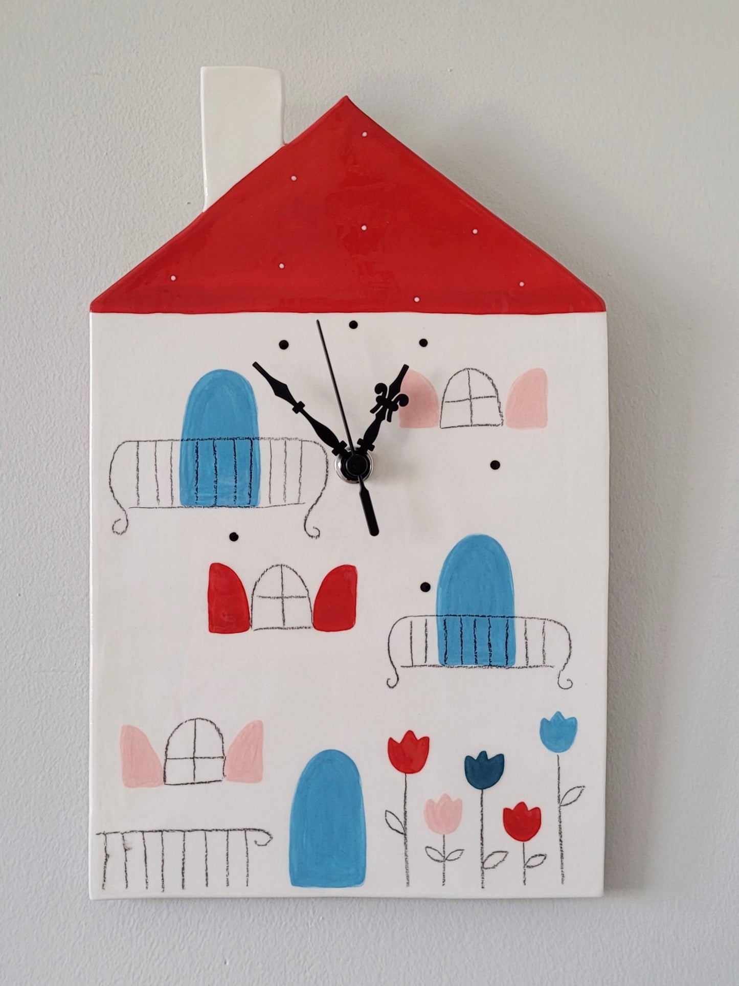 Ceramic wall clock "Red house" (DELIVERY ONLY TO CROATIA - FREE SHIPPING)