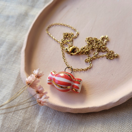 Porcelain necklace with gold "Candy"
