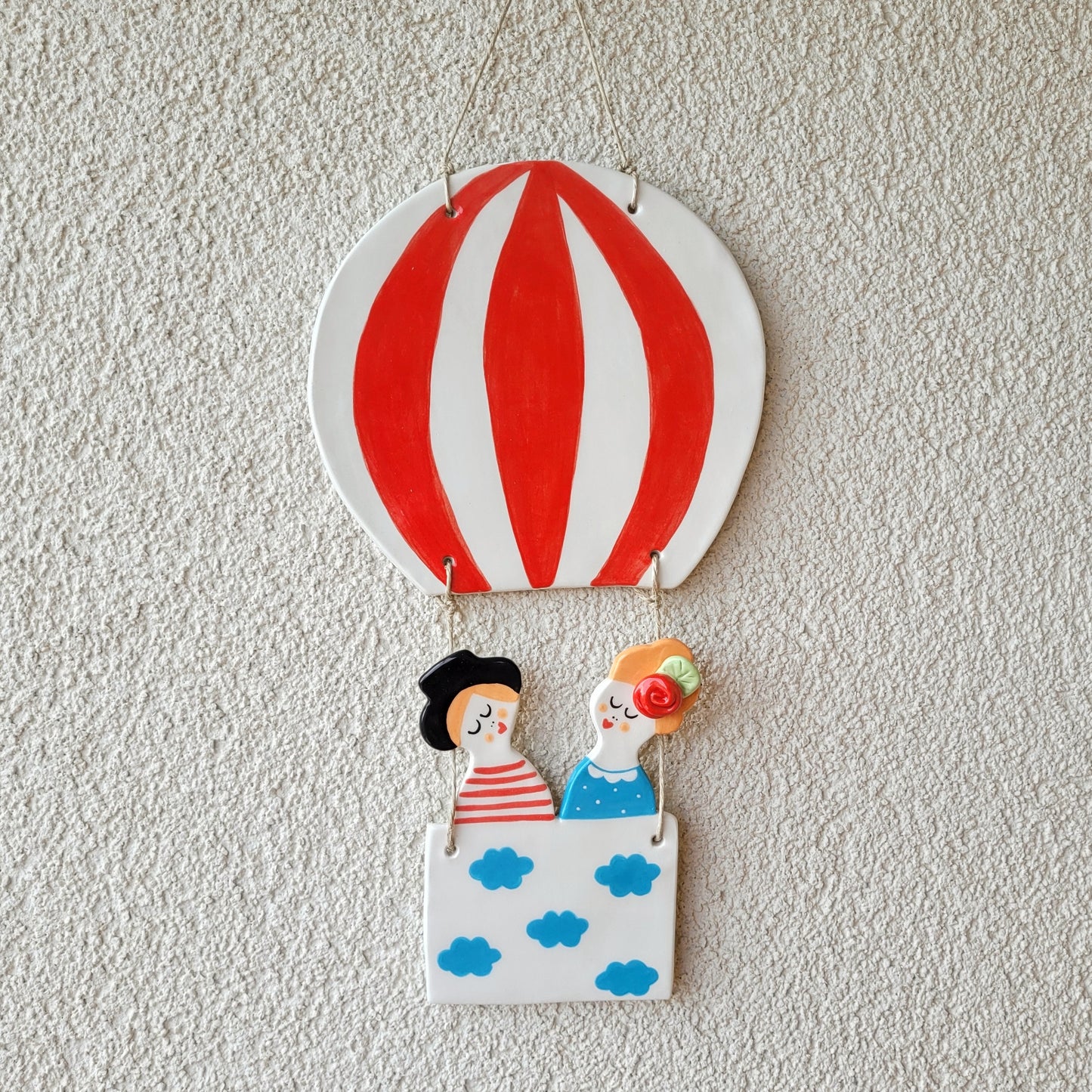 Ceramic wall hanging "You and me in the clouds"