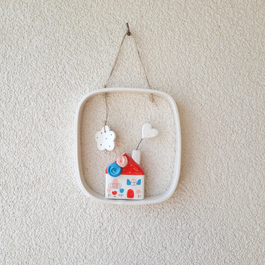 Ceramic wall hanging "Red house"