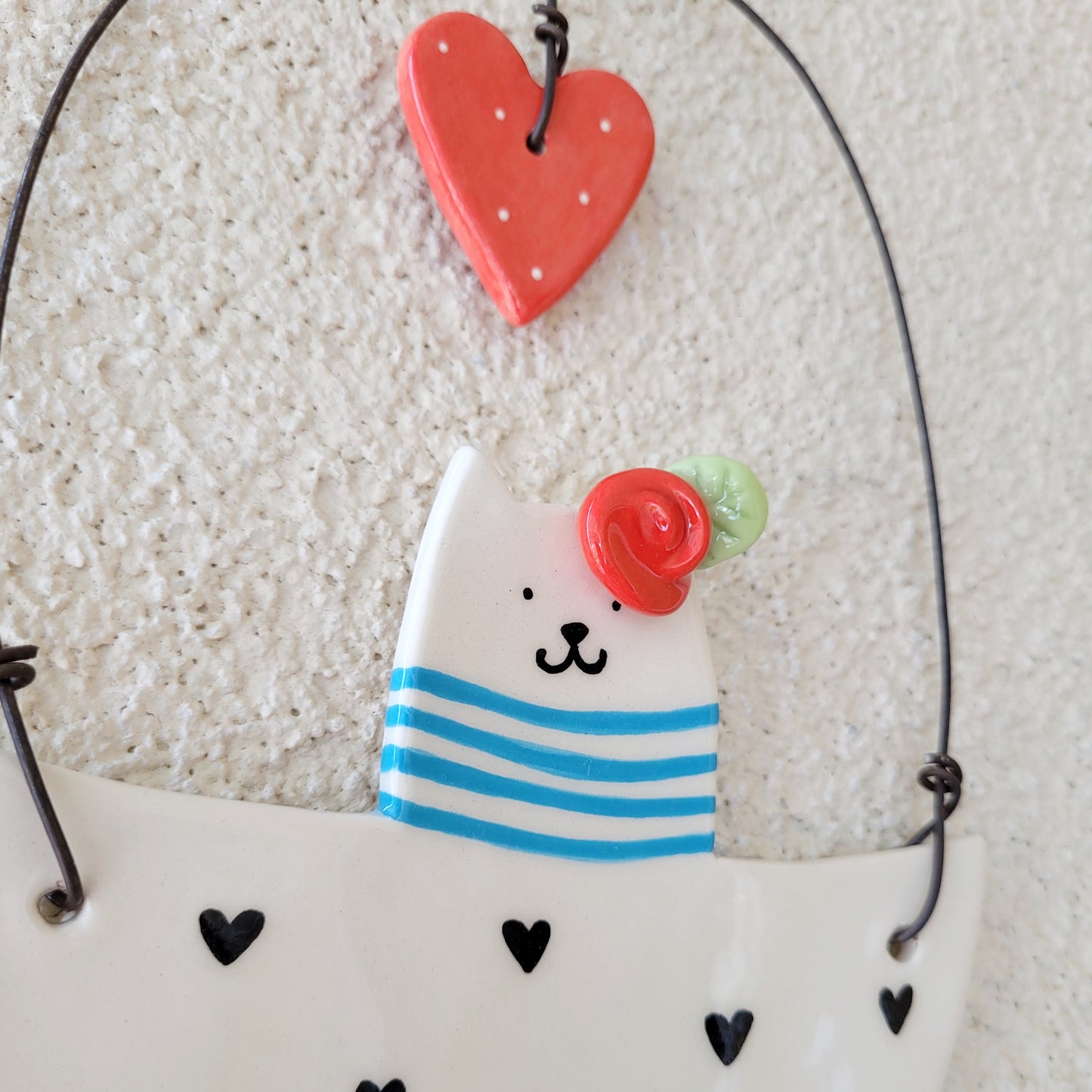 Ceramic wall hanging "Cat in a boat"