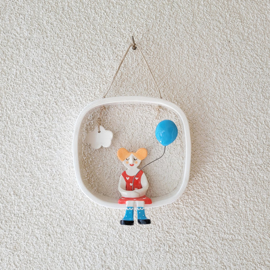 Ceramic wall hanging "Girl with blue balloon"