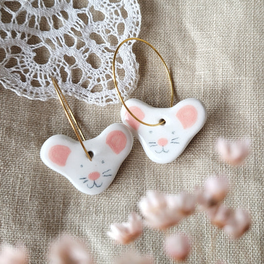 Porcelain dangle earrings "Mices"