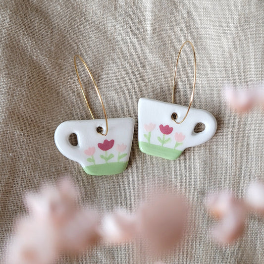Ceramic dangle earrings "Tea time"