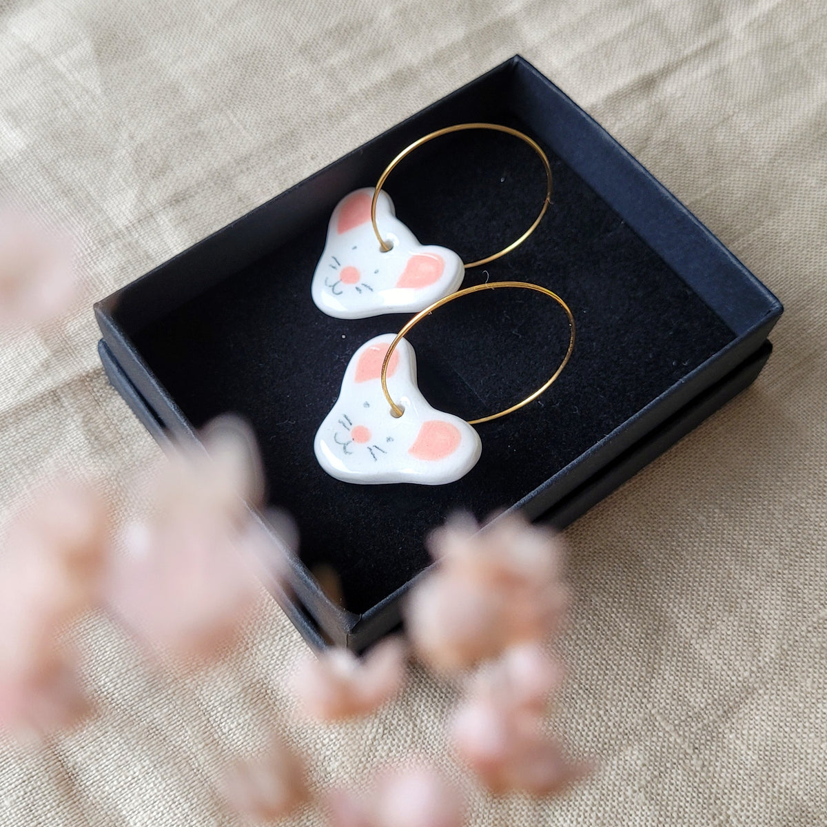 Porcelain dangle earrings "Mices"