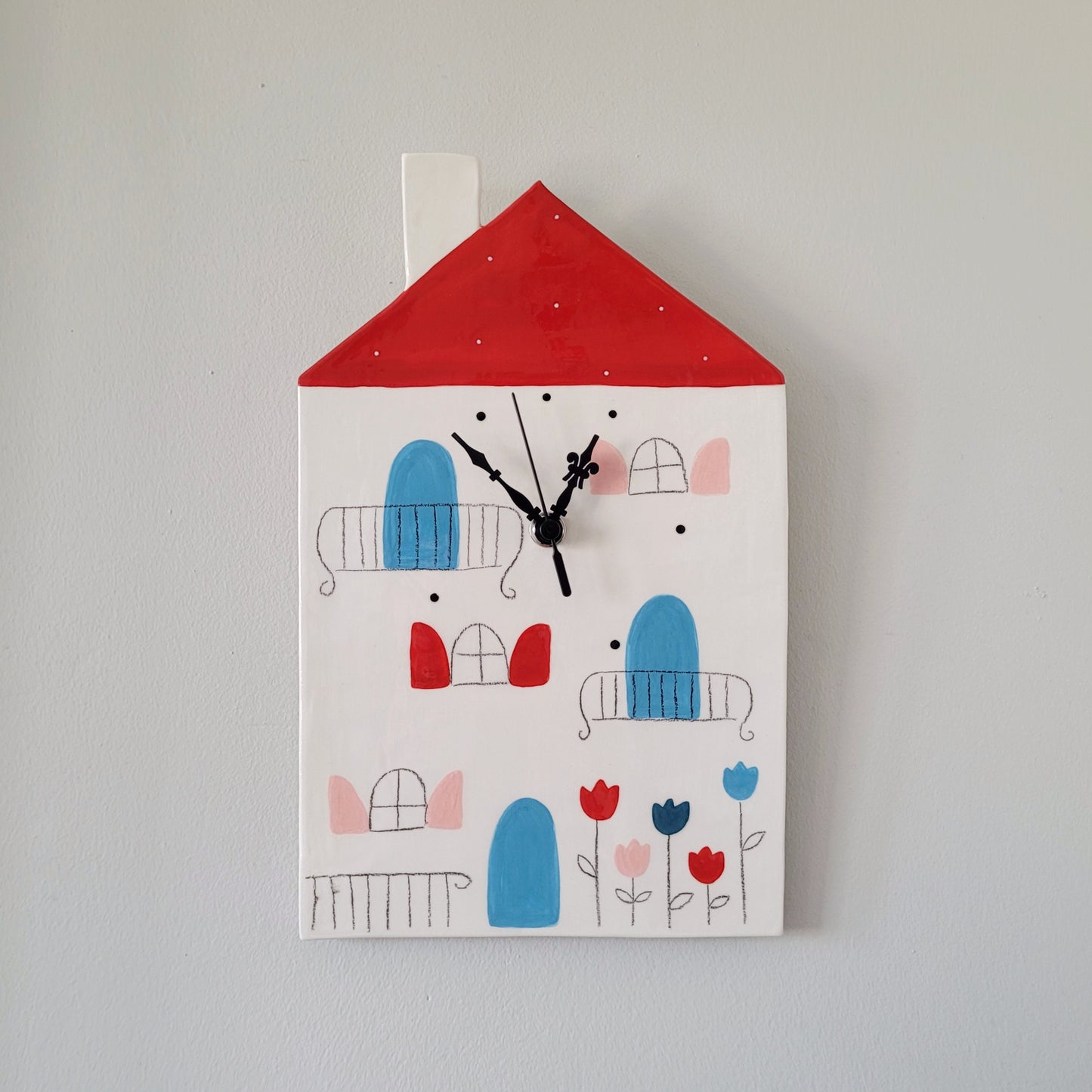 Ceramic wall clock "Red house" (DELIVERY ONLY TO CROATIA - FREE SHIPPING)