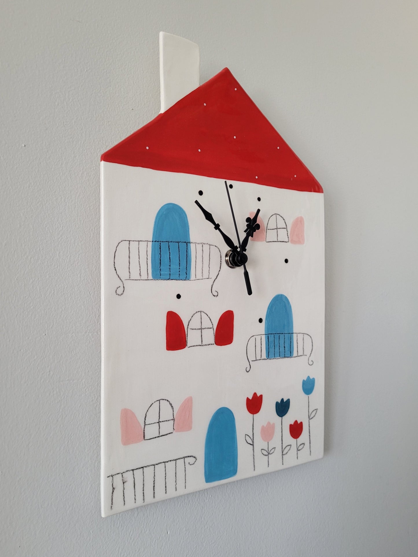 Ceramic wall clock "Red house" (DELIVERY ONLY TO CROATIA - FREE SHIPPING)